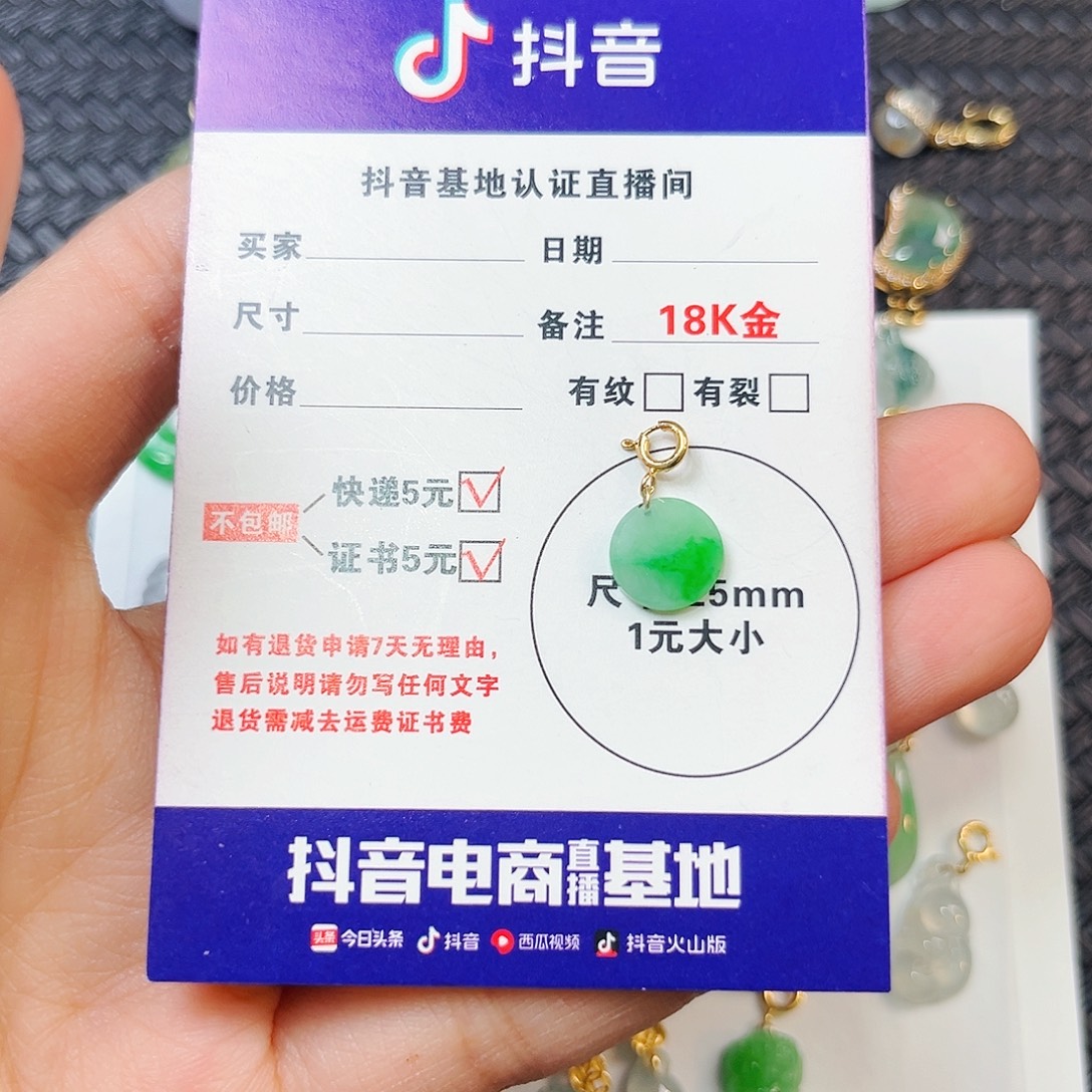 粒***金翡翠18K金镶嵌颈饰