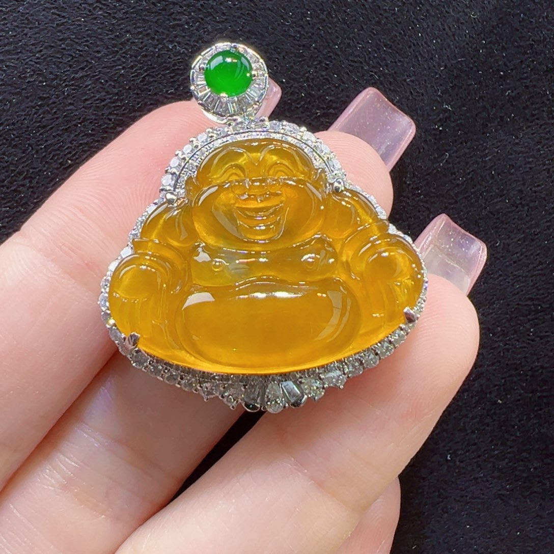 翡翠吊坠(不含链)18K金镶嵌吊坠