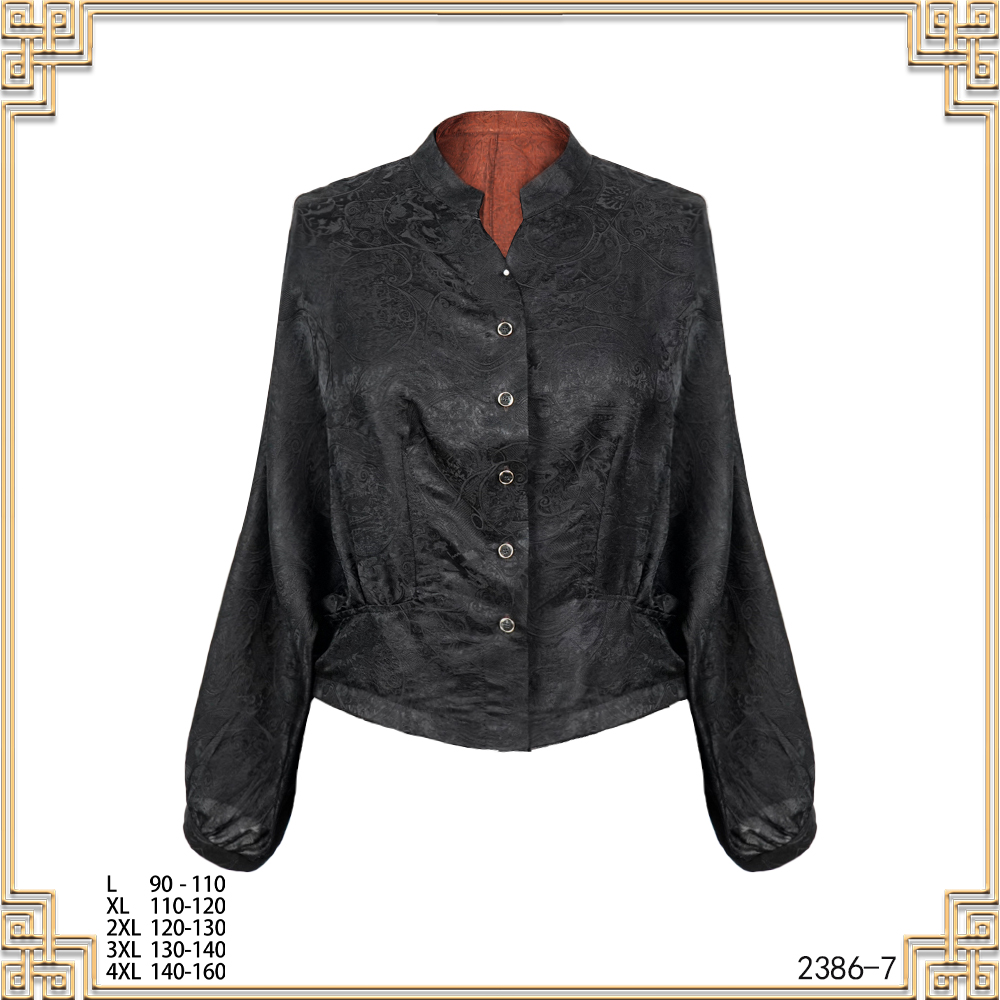 LL 2025春夏季新款时尚腰果花黑色长袖束腰短款上衣外套 2386-7