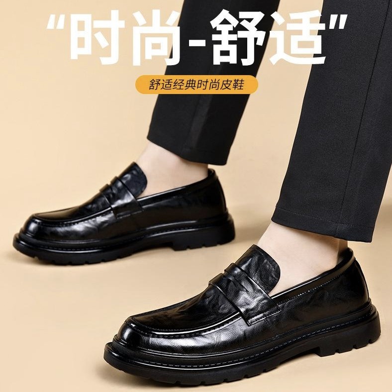 男鞋新款时尚皮鞋男士潮流一蹬鞋子男士休闲时尚跨境外贸皮鞋男