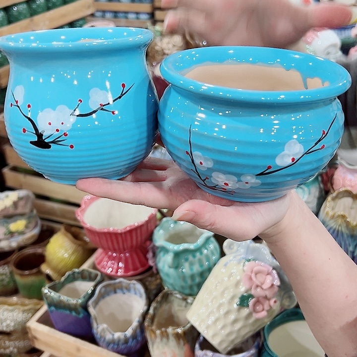 有孔，凑单福利满10元发货陶瓷多肉花盆！