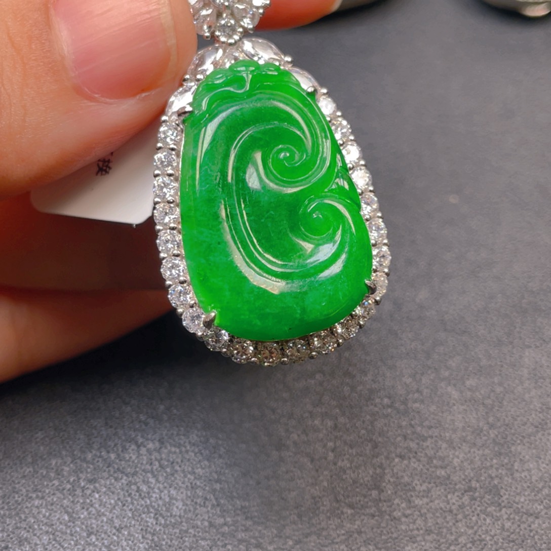 翡翠银S925镶嵌吊坠(不含链)