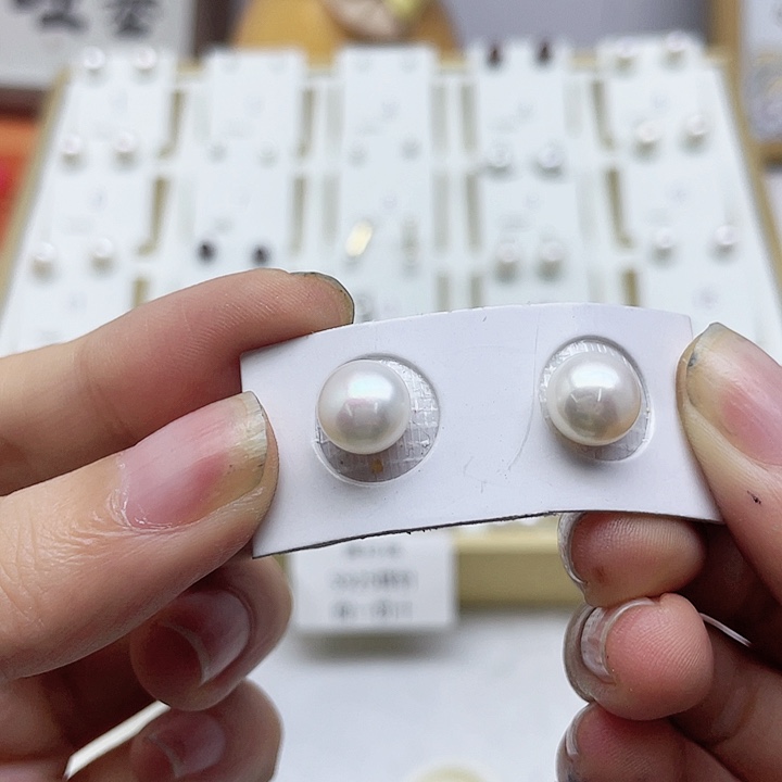 淡水珍珠耳饰银S925镶嵌茉*