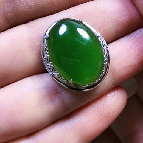 和田玉银S925镶嵌戒指