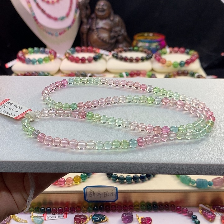 碧玺手链未镶嵌人鱼手串5.5mm