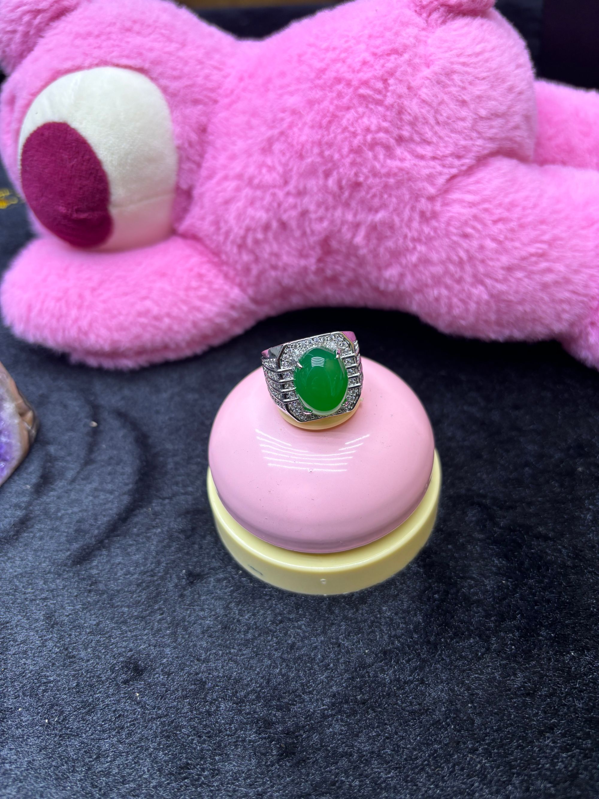 【2026元旦大促商家】时尚百搭男士大蛋面戒指翡翠
