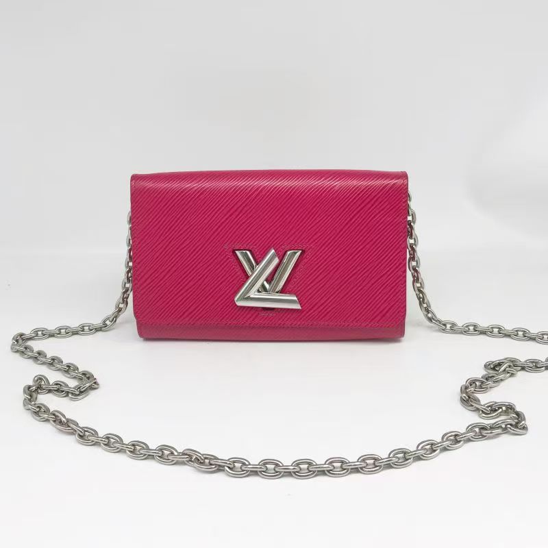95新 LouisVuitton/路易威登 洋诚二手 LV玫红色水波纹扭一扭