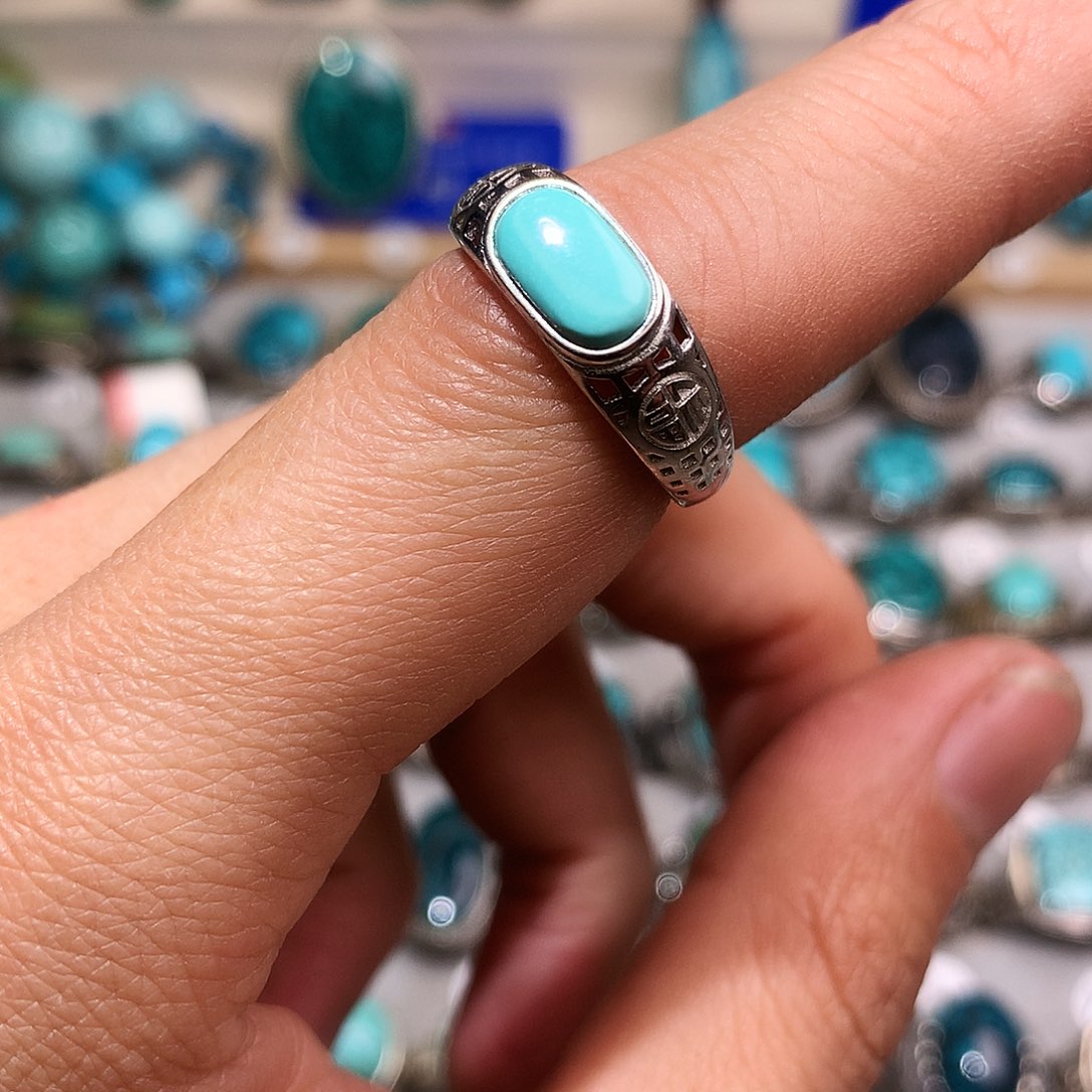 绿松石挂件银S925镶嵌