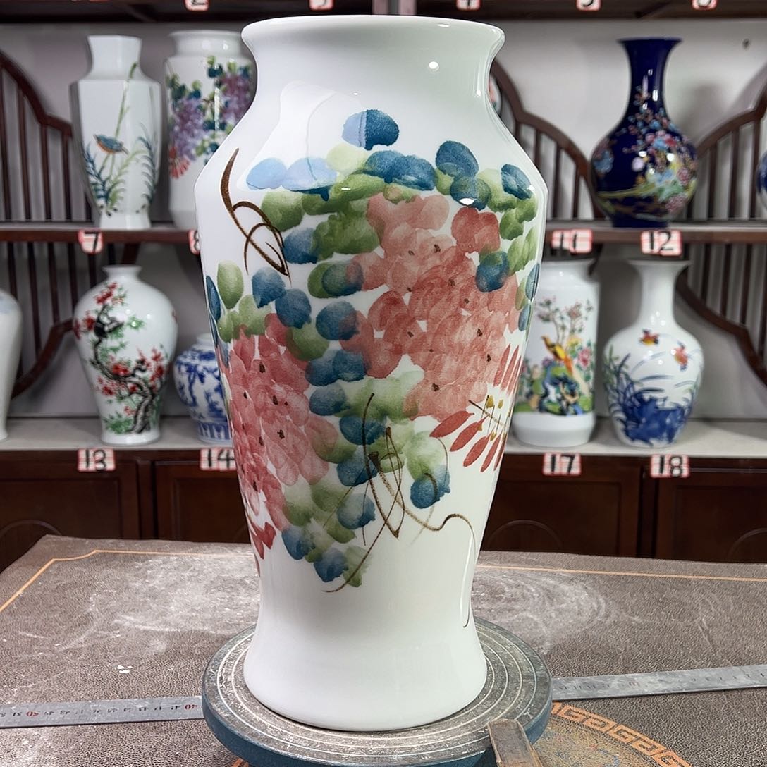 摆件陶景德镇陶瓷大鱼红紫