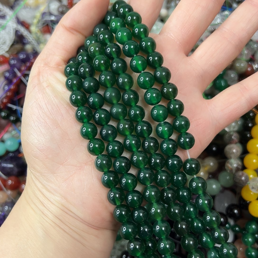 玛瑙/玉髓未镶嵌珠宝半成品，卡8绿玛瑙一条