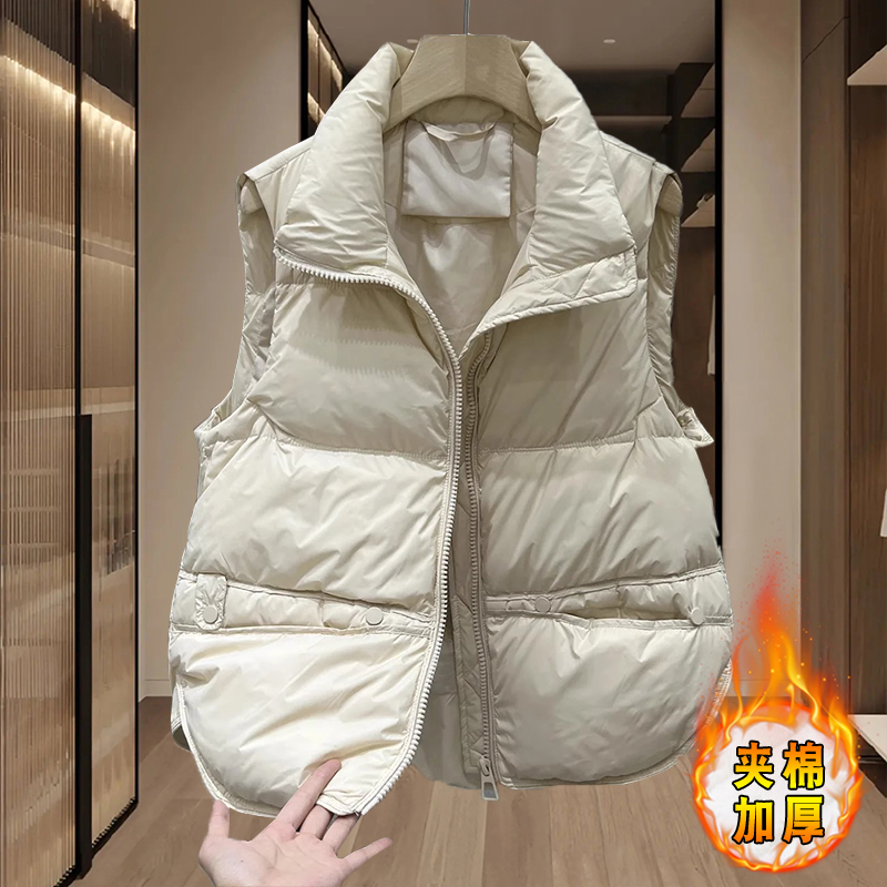 夹绵加厚马甲女款外穿2025秋冬新款棉服马夹背心潮流时尚洋气马甲