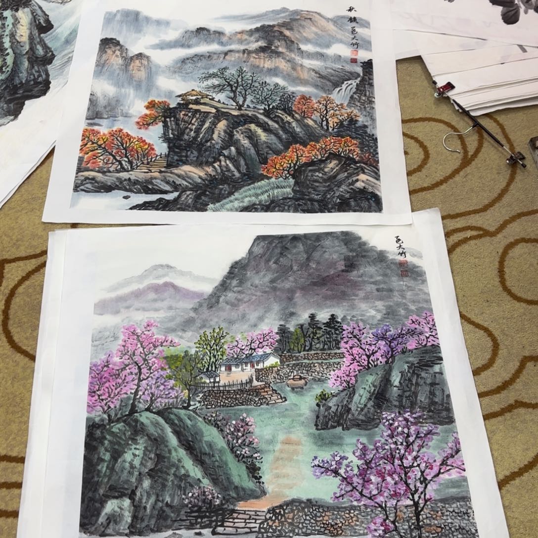 乐***e国画黄大竹四尺斗方艺两张