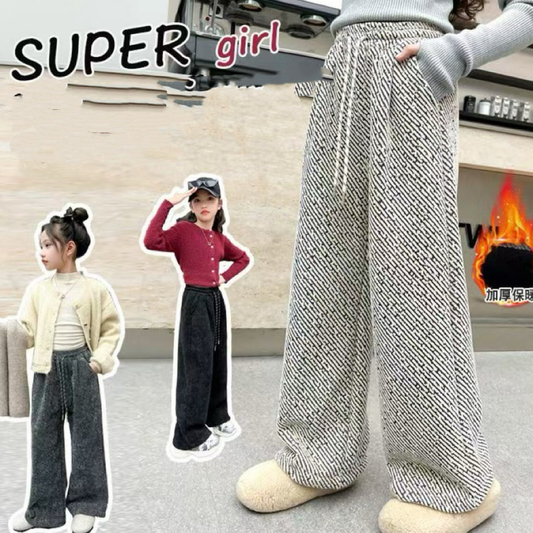 女童雪尼尔加绒冬季休闲裤