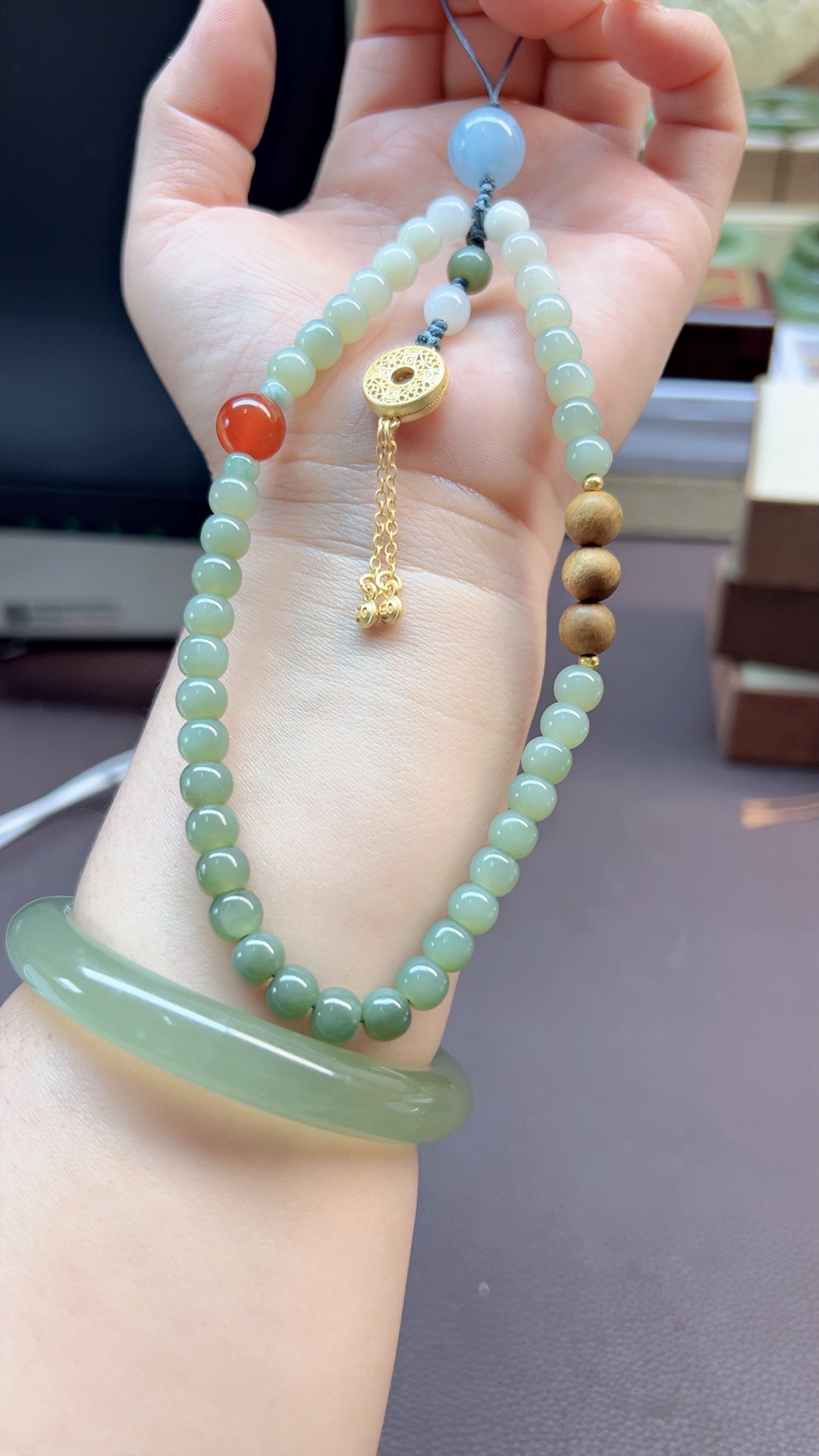 原创设计和田玉手机链包链