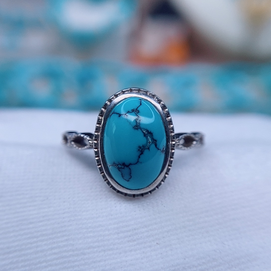 绿松石戒指银S925镶嵌