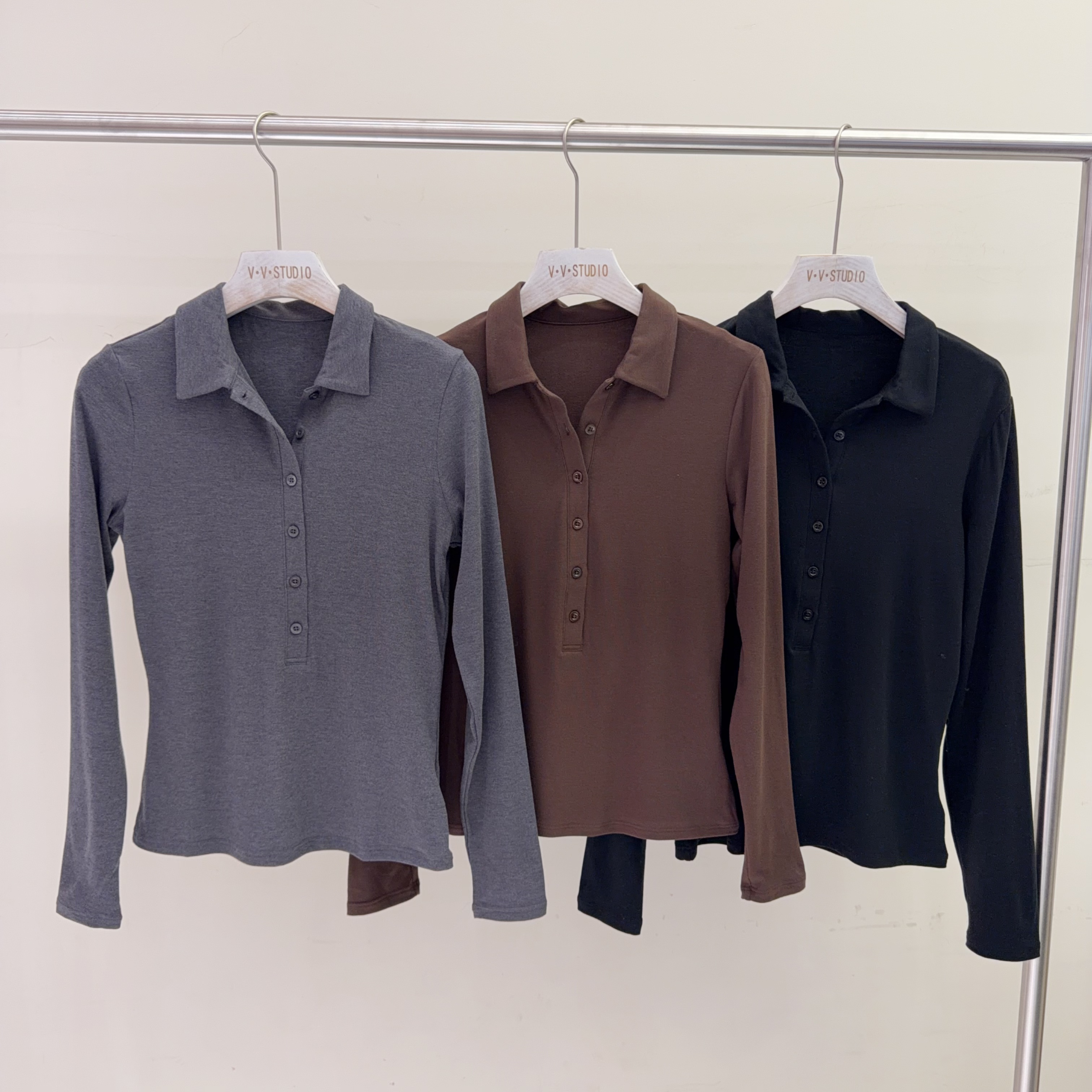 Wellsoong【翻领纽扣打底衫】