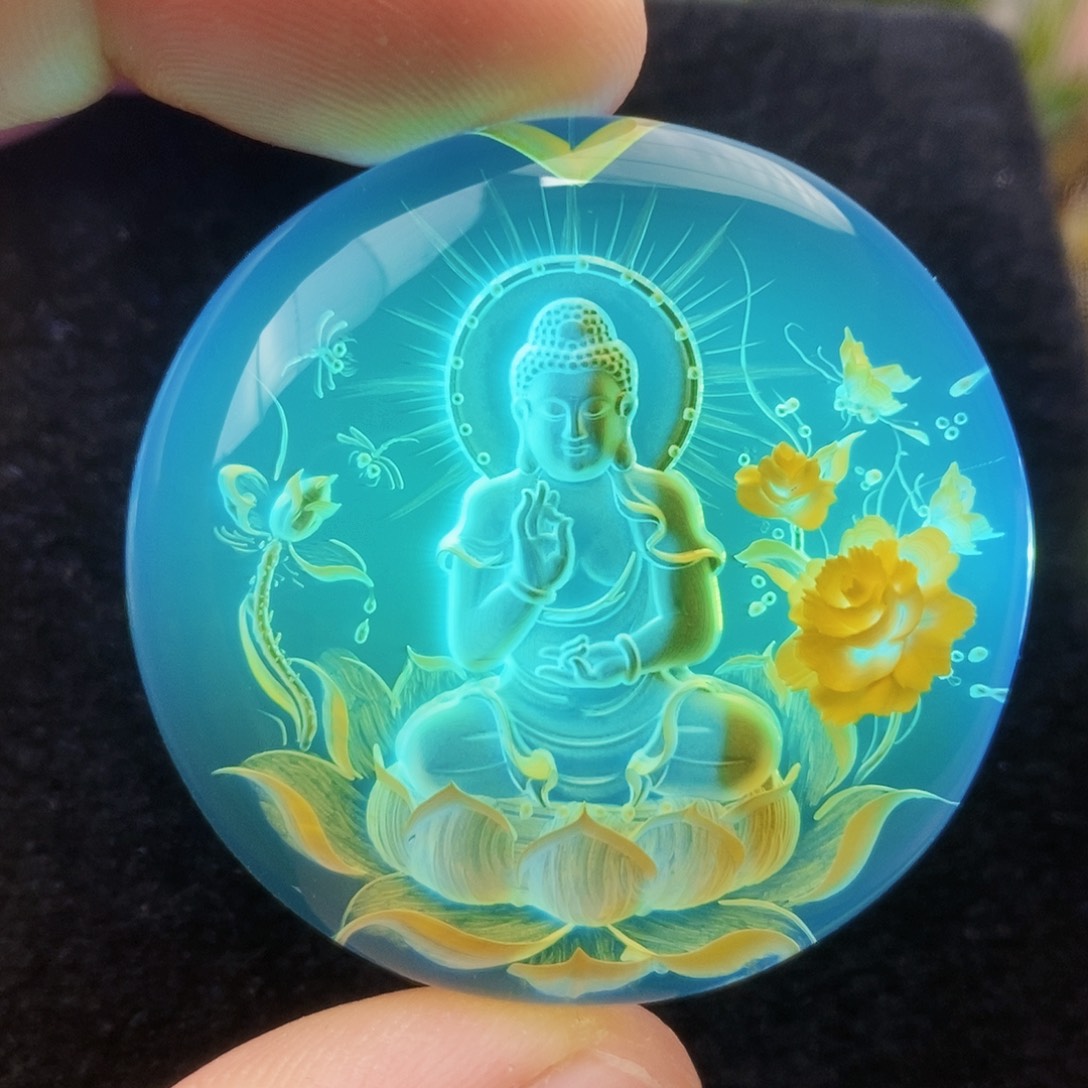 【闪购商品】未镶嵌吊坠(不含链)蓝珀蓝珀雕刻件