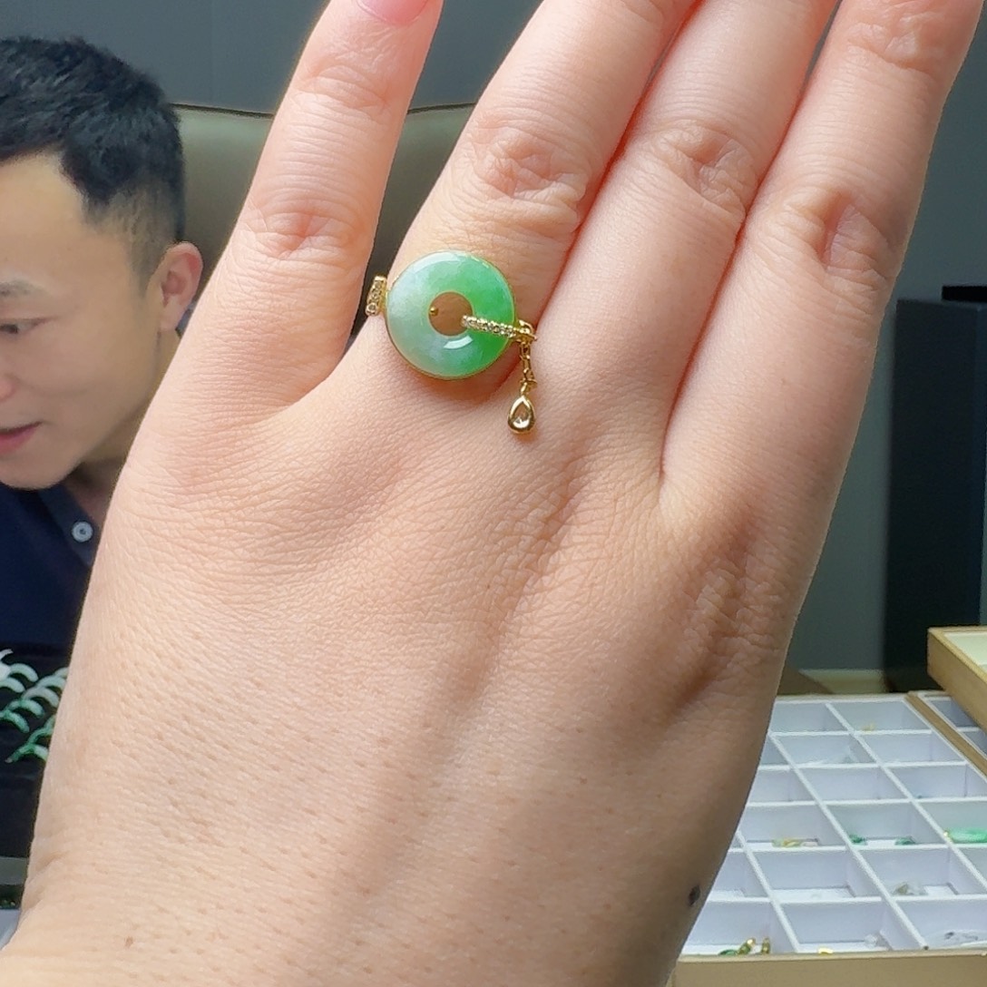翡翠戒指银S925镶嵌天然