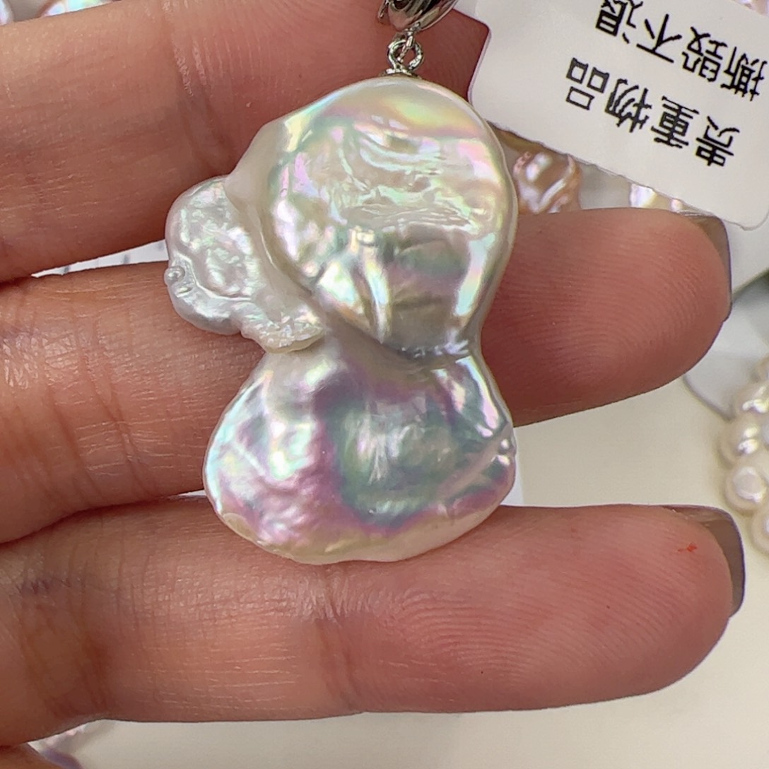 淡水珍珠吊坠(不含链)银S925镶嵌