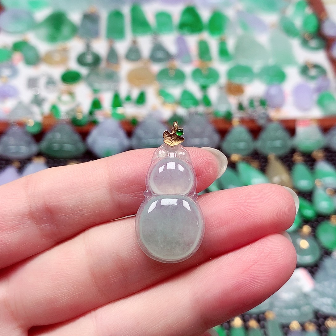 吊坠(不含链)18K金镶嵌翡翠天然翡翠A货