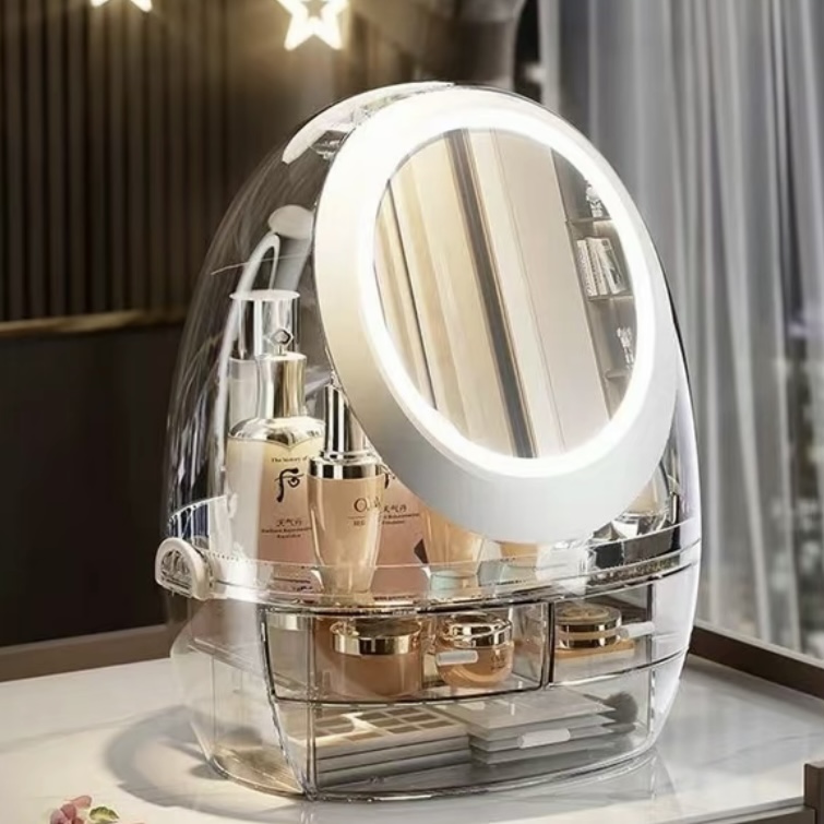 化妆品收纳盒带镜子