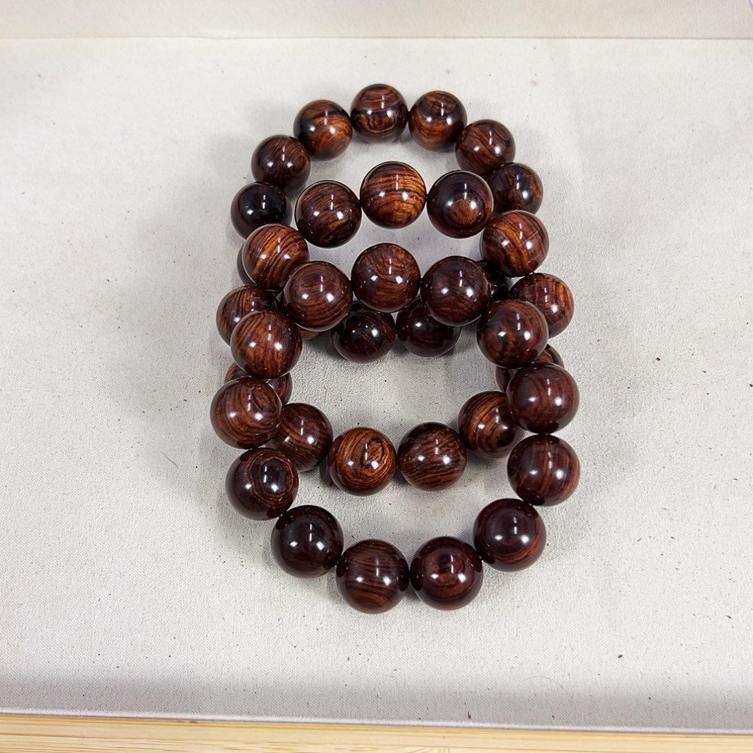 黄花梨/降香黄檀手串/手链18mm圆珠老料小细密满纹