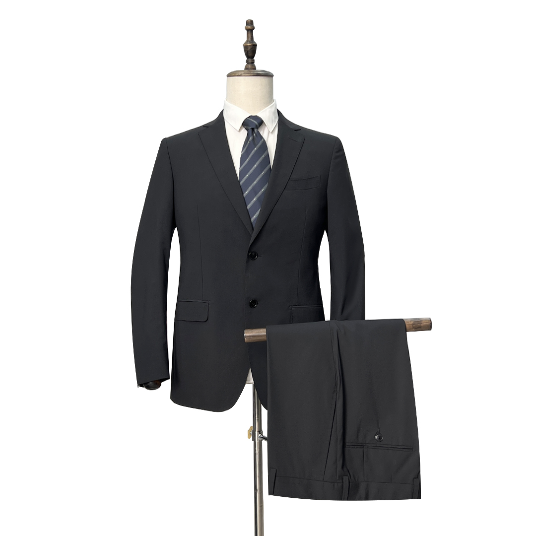 凯莱LU喜15325男黑色净版商务休闲桑蚕丝羊毛西服套装