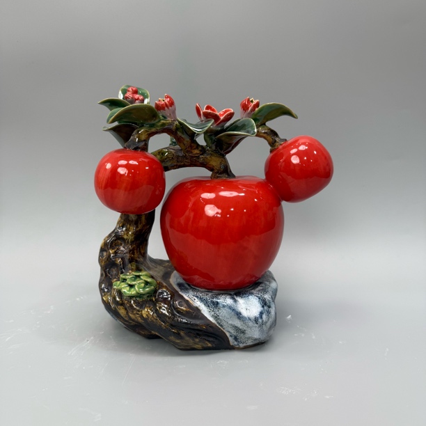 石湾公仔【富贵平安】长23宽15高27博古架电视柜玄关鞋柜陶瓷摆件