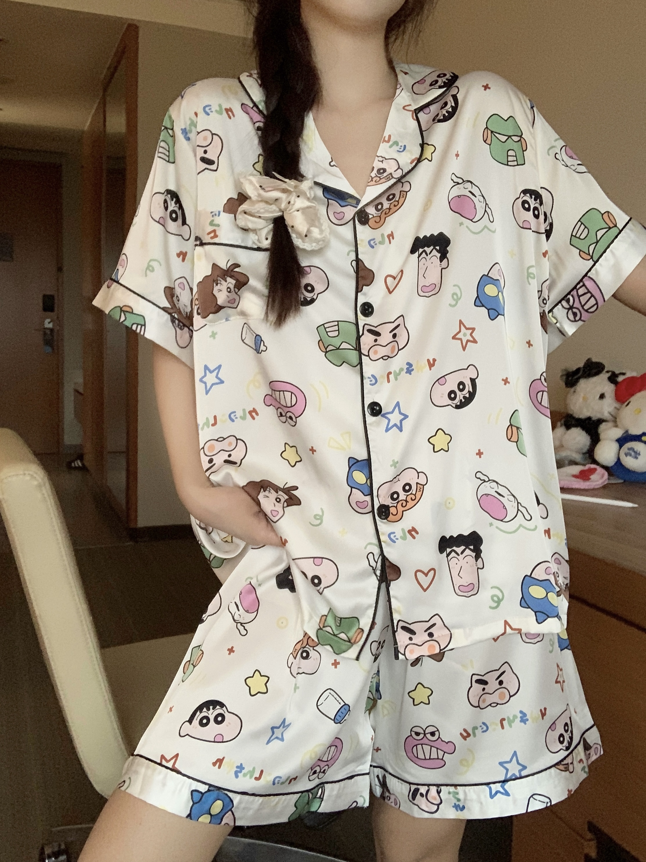 【卡通冰雪丝】加肥加大260斤可穿睡衣女夏季新款柔滑冰凉感家居服