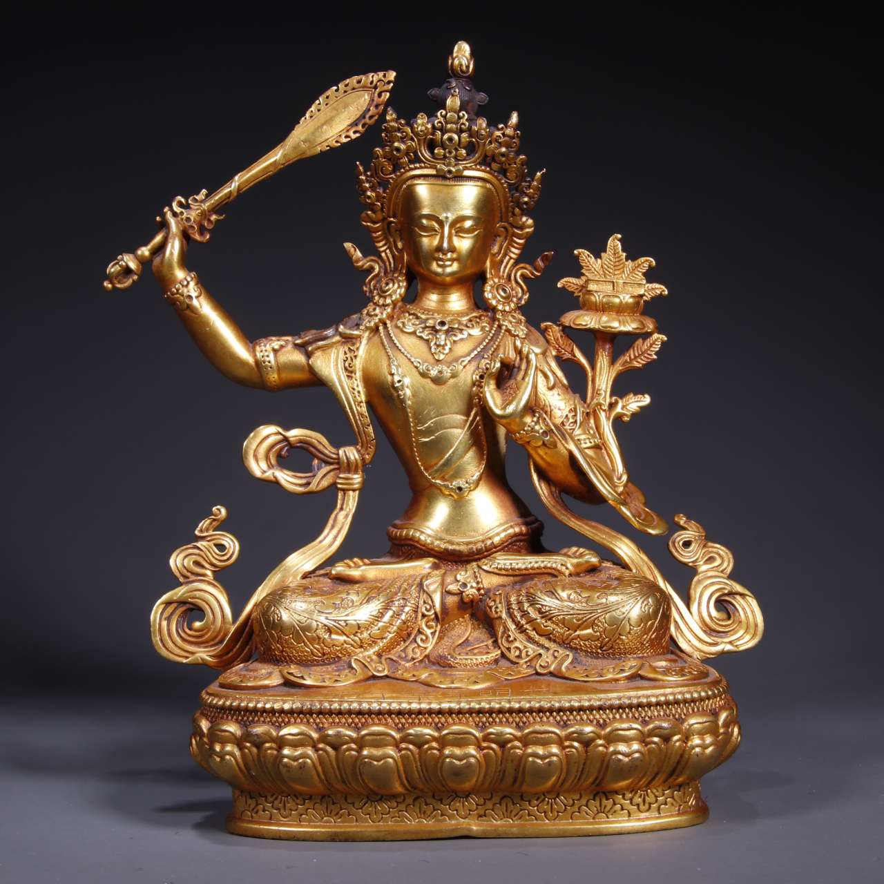 清 铜鎏金文殊菩萨 听雨轩 Z 89199