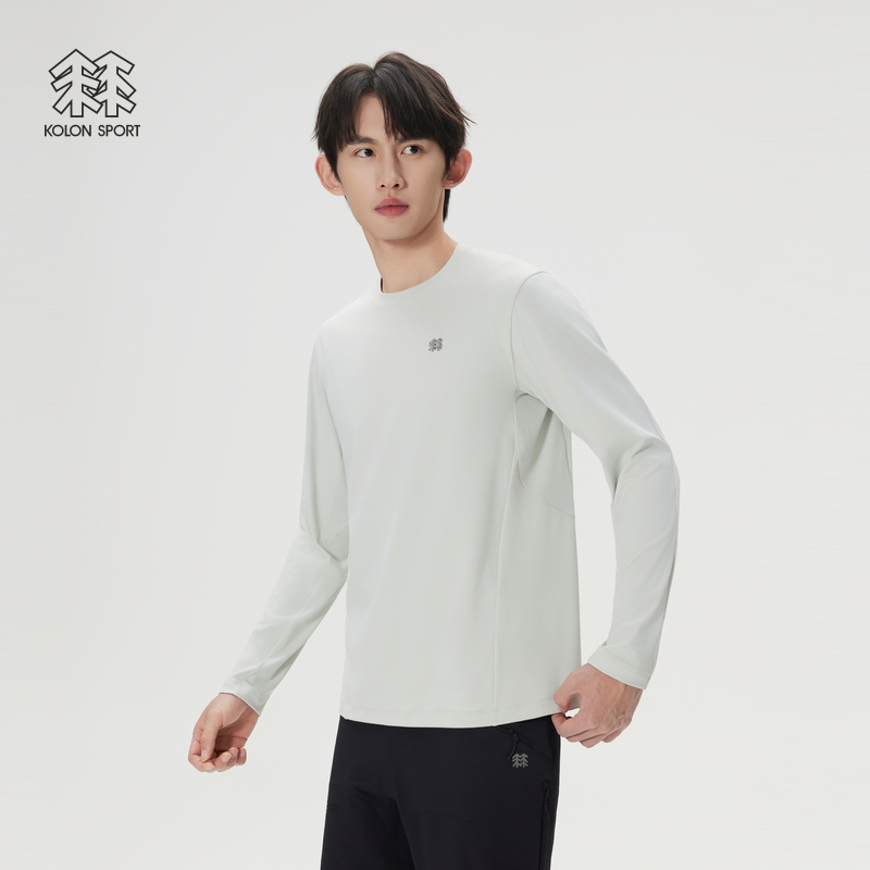 KOLON SPORT可隆户外休闲衣吸湿排汗抗菌男士基础款圆领长袖T恤