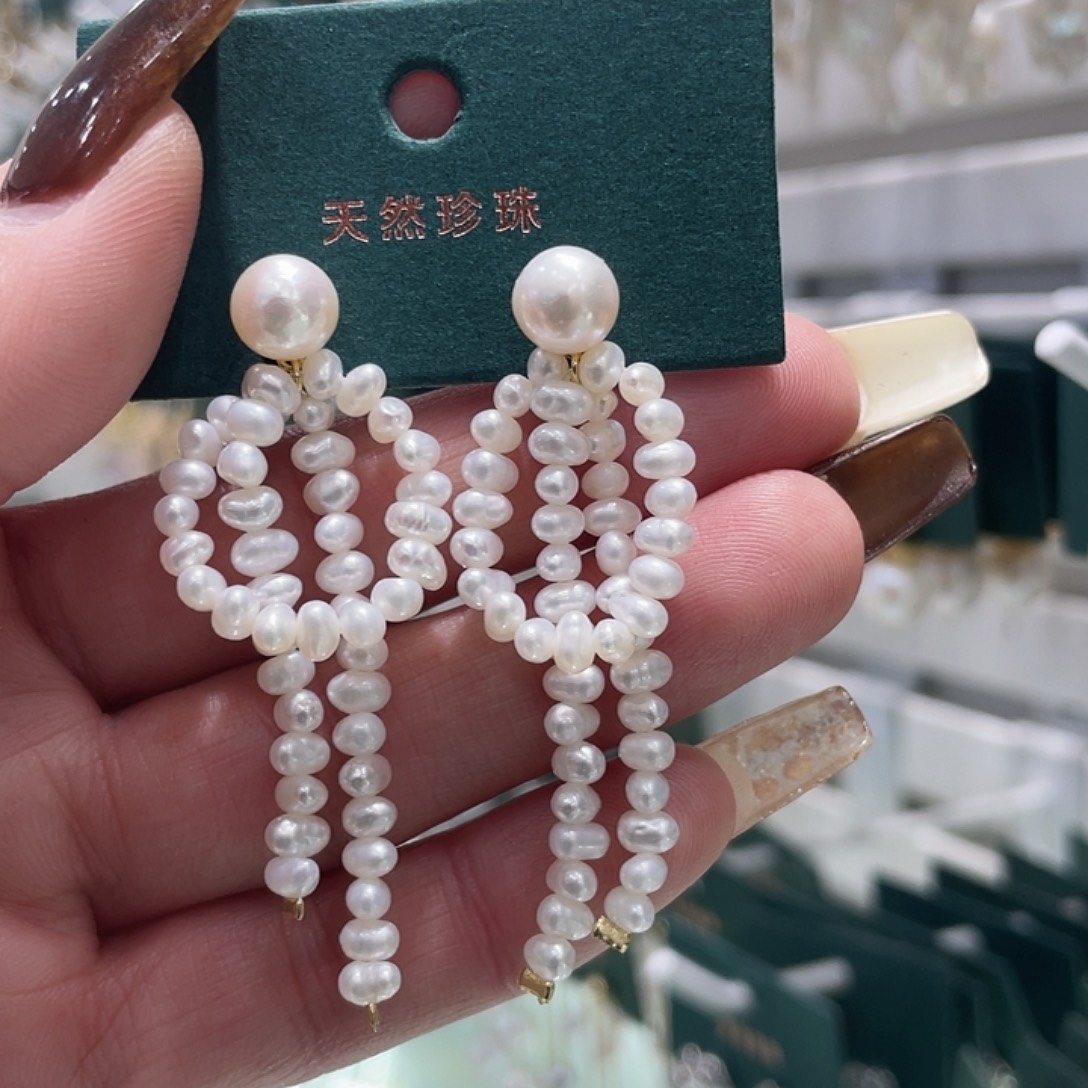 银S925镶嵌耳饰淡水珍珠