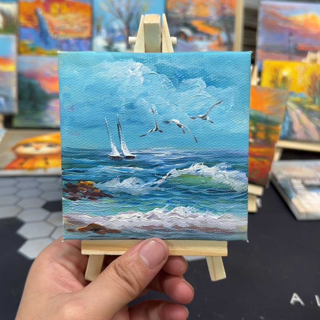 油画迷你小油画桌搭纯手绘10*10cm