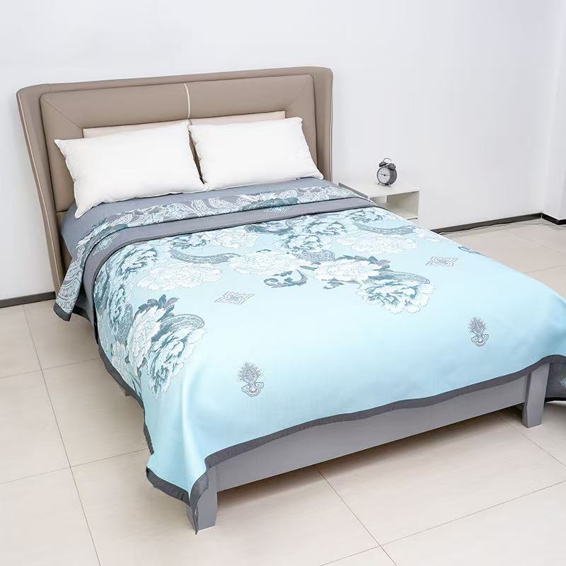 花之韵蓝230*250纱布大床盖