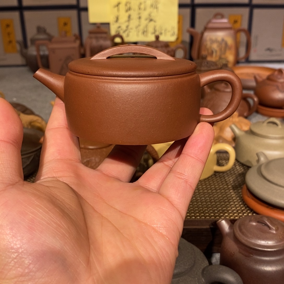 紫砂茶壶羊角山紫泥精工半手汉瓦150cc