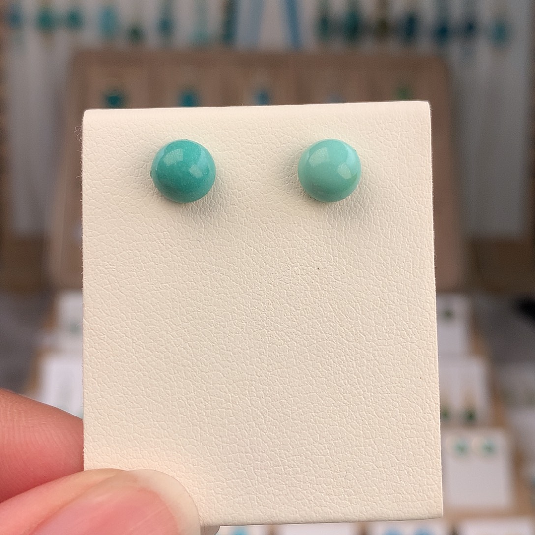 绿松石银S925镶嵌耳饰