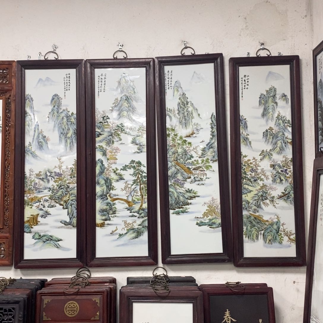 瓷片景德镇瓷板画柴窑烧制120*40*4