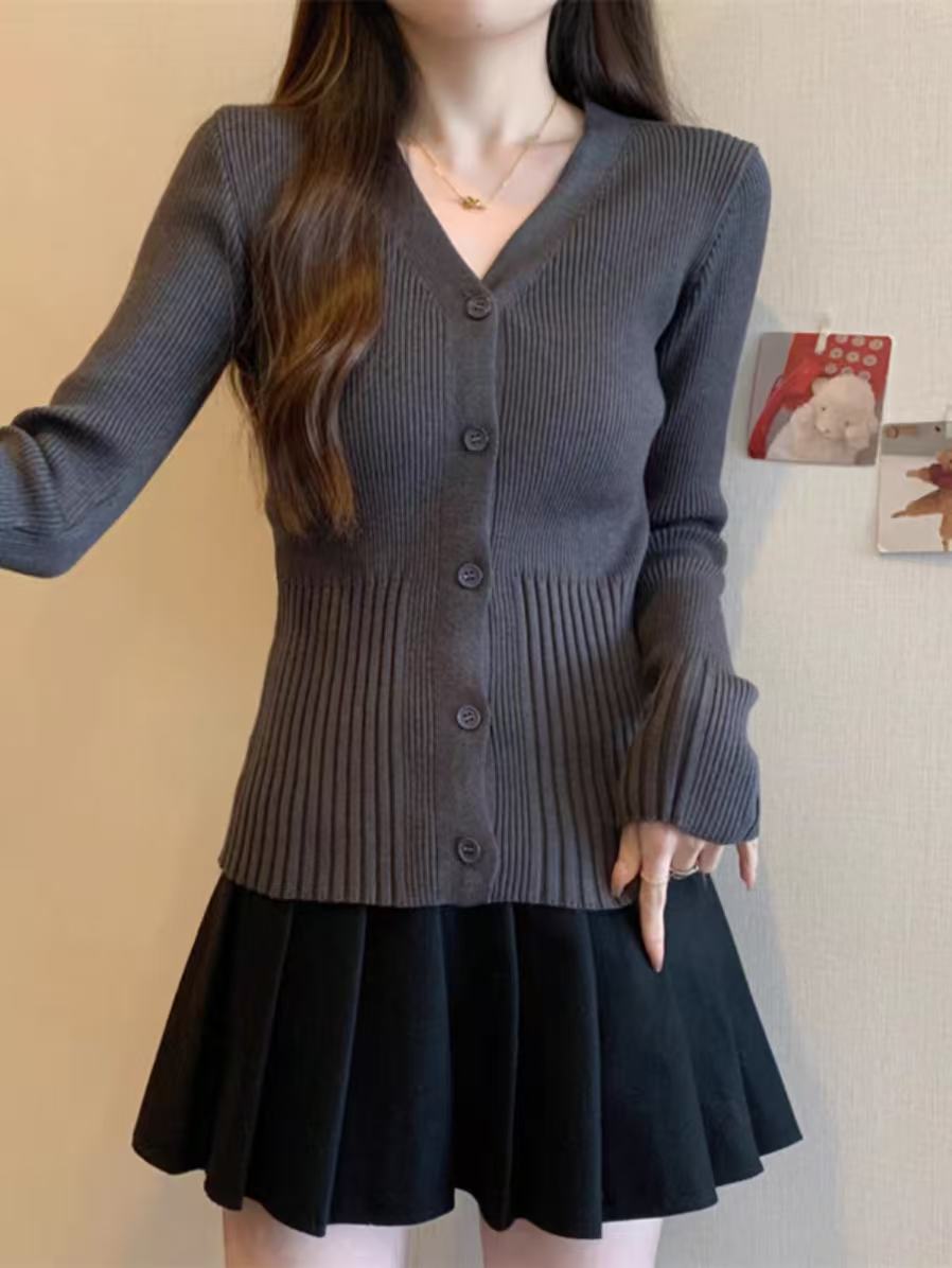 （深灰修身毛衣）女装春秋薄款秋冬女毛针织衫水洗纯欲风薄款针织衫