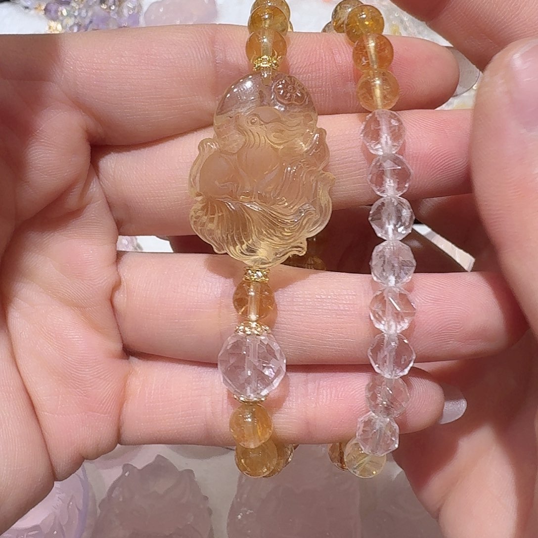 水晶颈饰未镶嵌巴西黄水望月狐手串