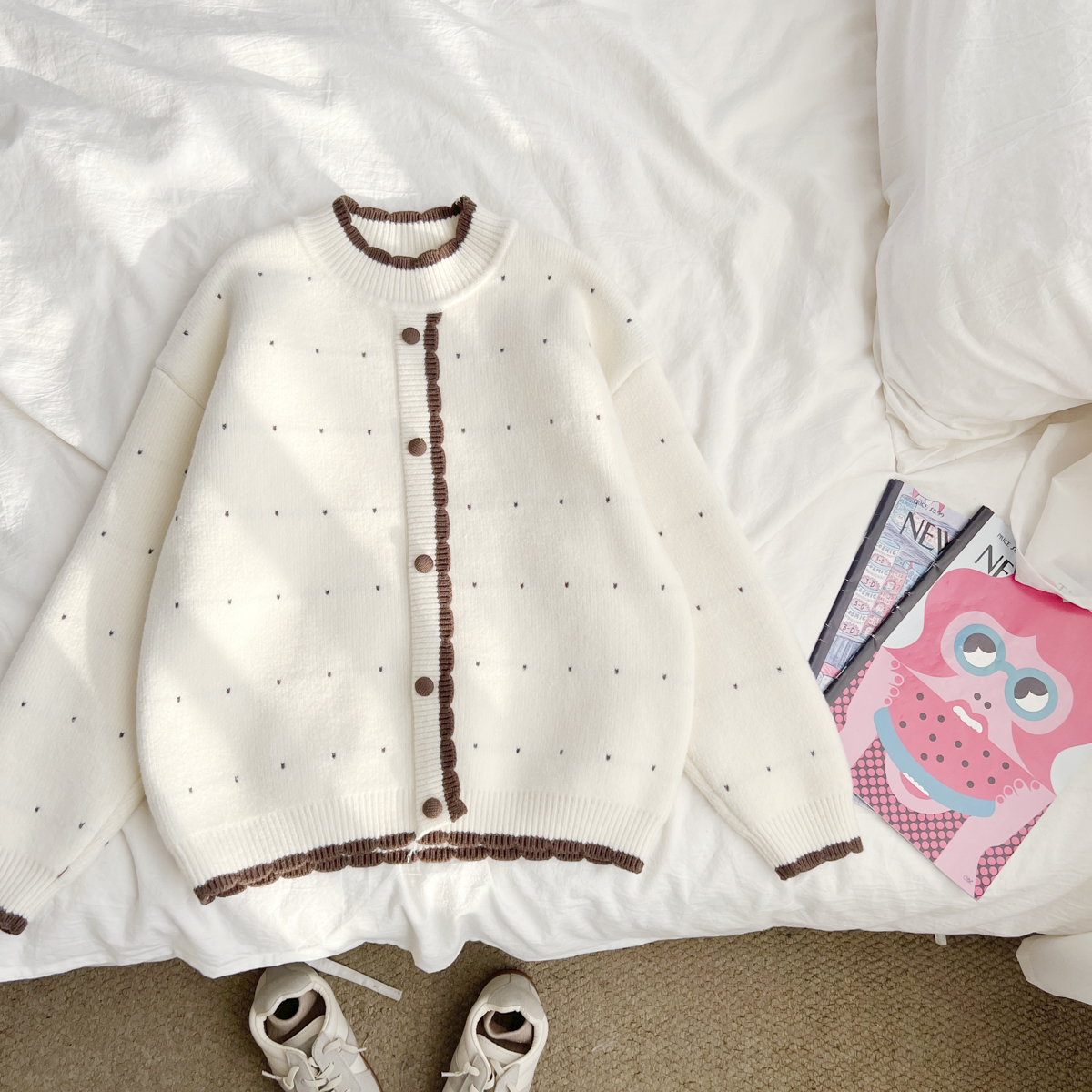 【原版】女童冬装加绒毛衣中大童保暖上衣儿童休闲针织衫KBYDW53211