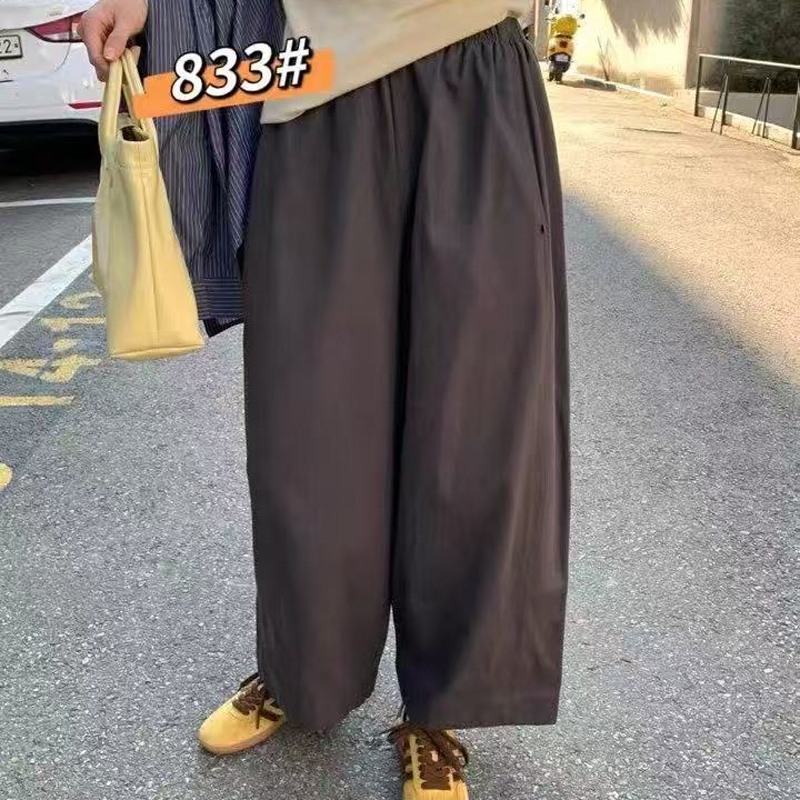 韩系简约松紧腰气球裤2025秋季新款宽松显瘦百搭小个子休闲裤 833