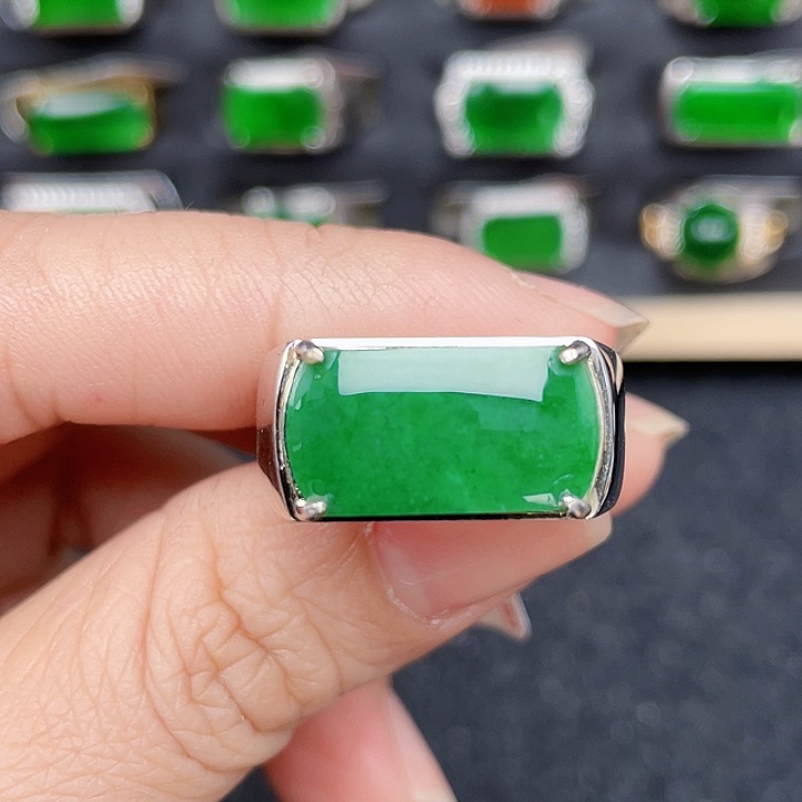 翡翠戒指银S925镶嵌编号1663没运费险