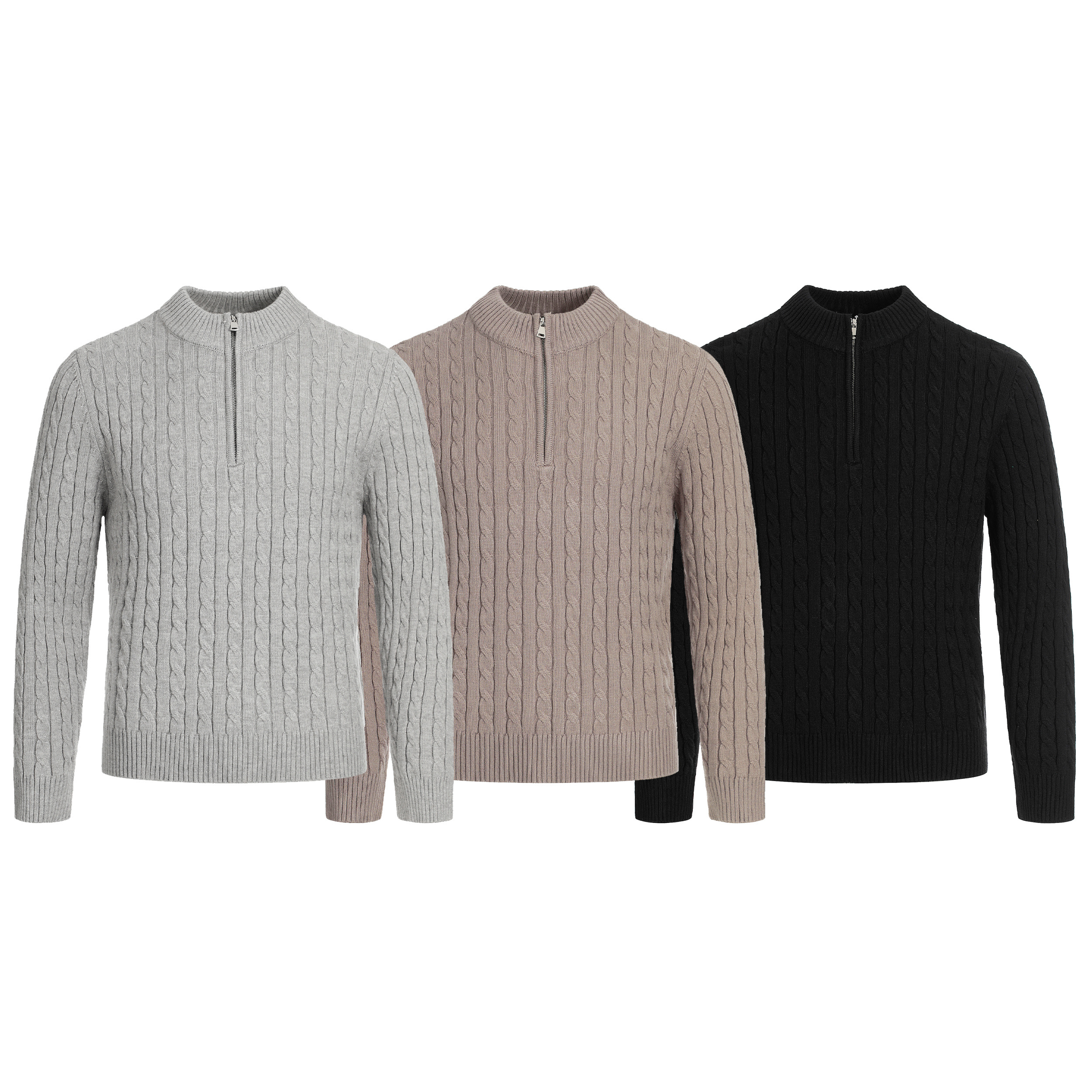 老钱风新贵麻花纹半拉链针织衫上衣秋季正肩毛衣vintage百搭