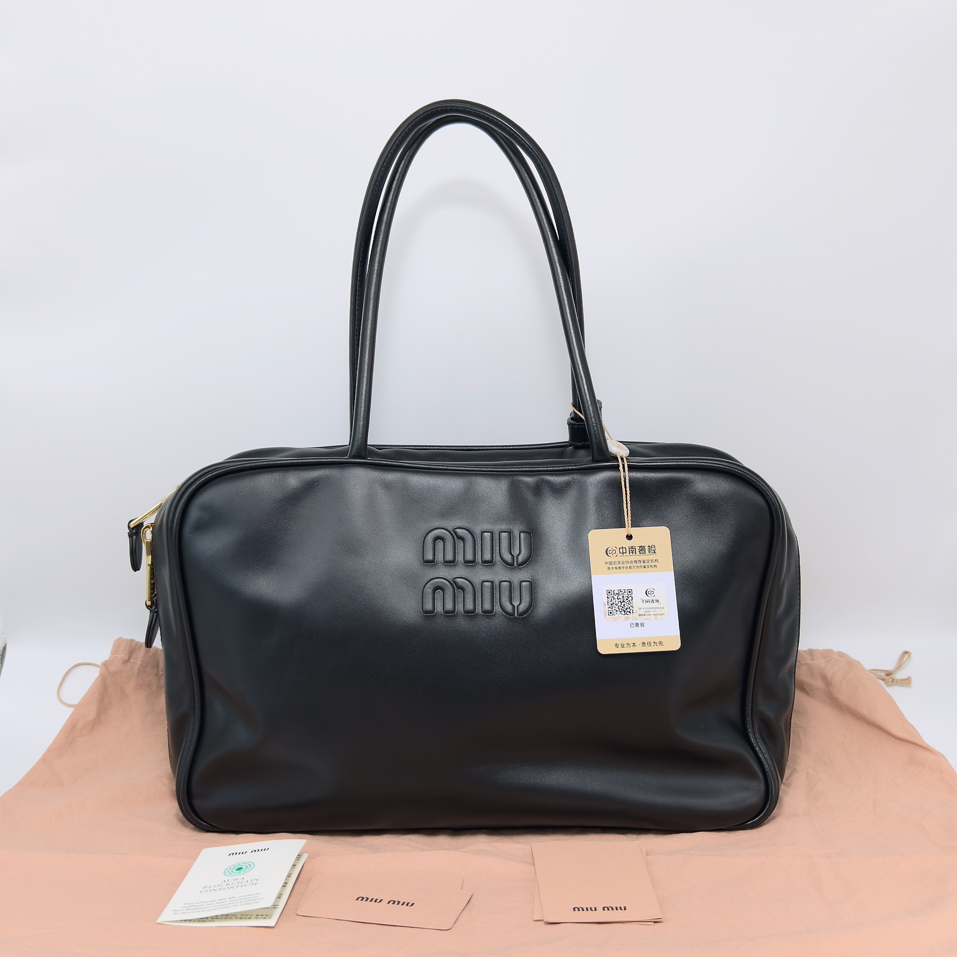 95新 MIU MIU/缪缪 黑金大号保龄球手提单肩包大号保龄球16027