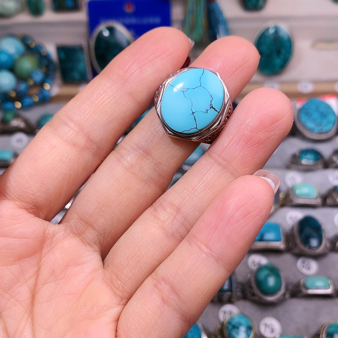 绿松石挂件银S925镶嵌