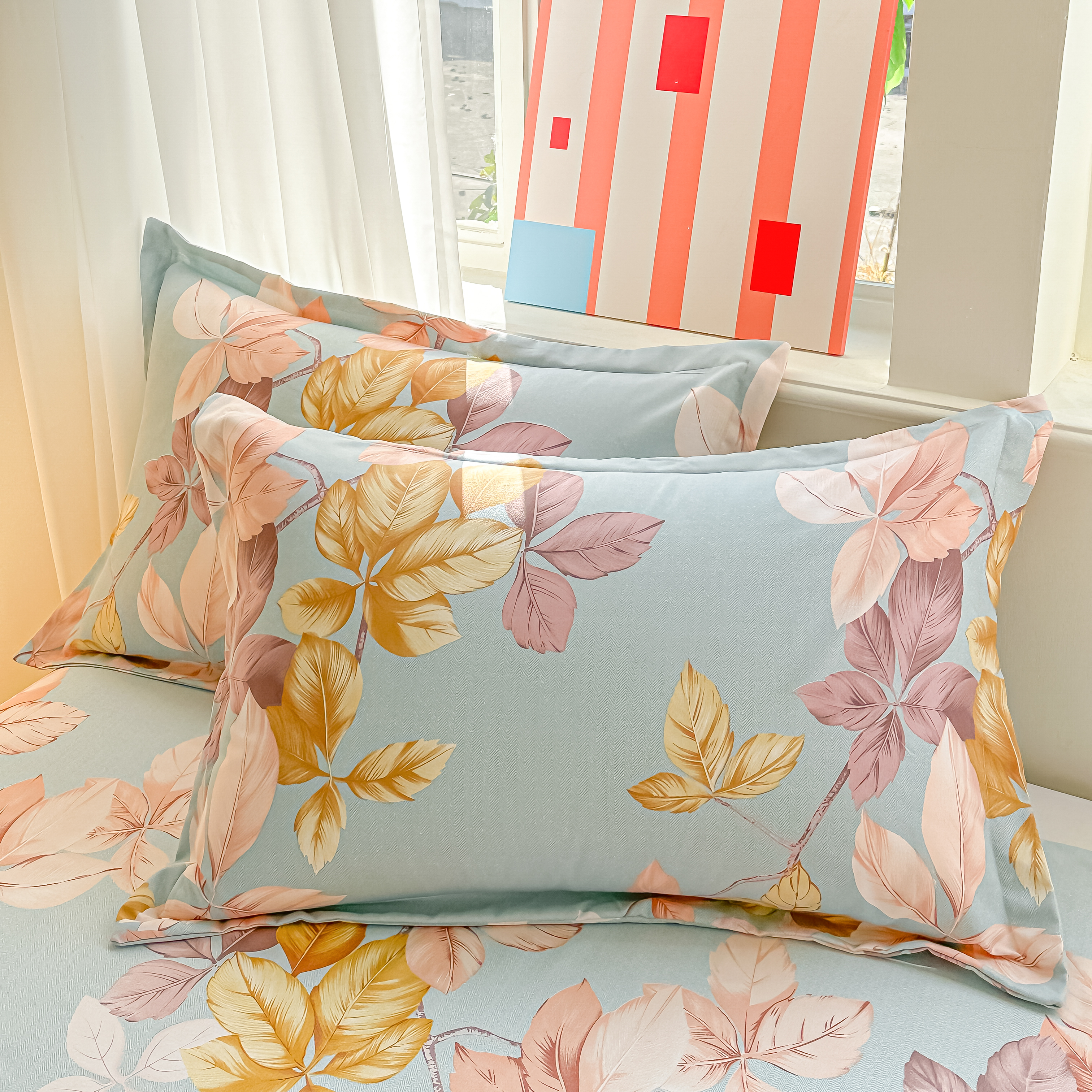 加厚磨毛印花信封枕套一对-轻语