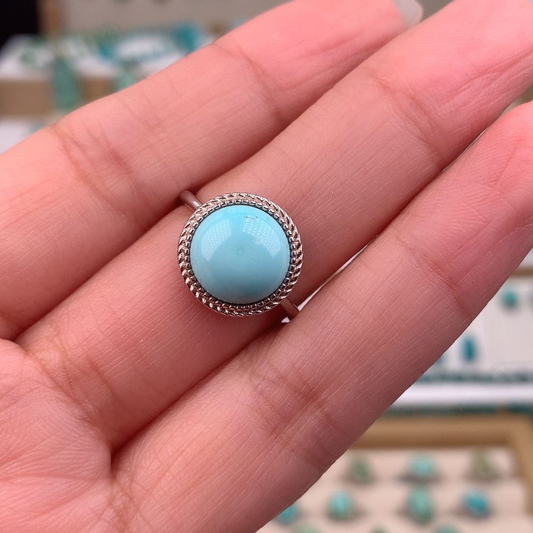 绿松石银S925镶嵌戒指