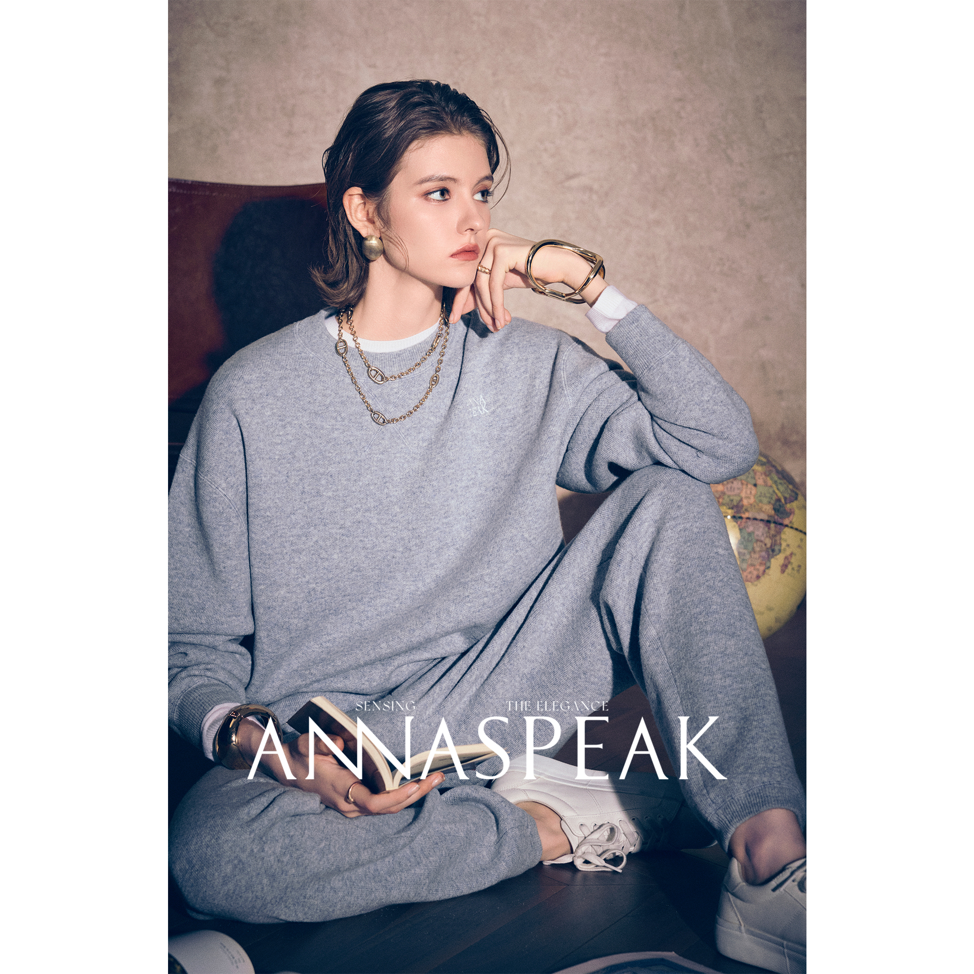 ANNASPEAK ATHFLOW老钱 重磅双面山羊绒绵羊毛休闲百搭卫衣卫裤女