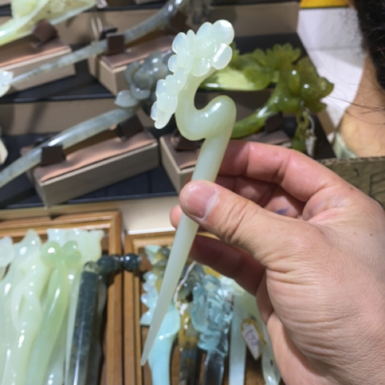 岫玉发簪、头饰、汉服发饰、简约玉簪、日常百搭、古风玉簪、精致发簪