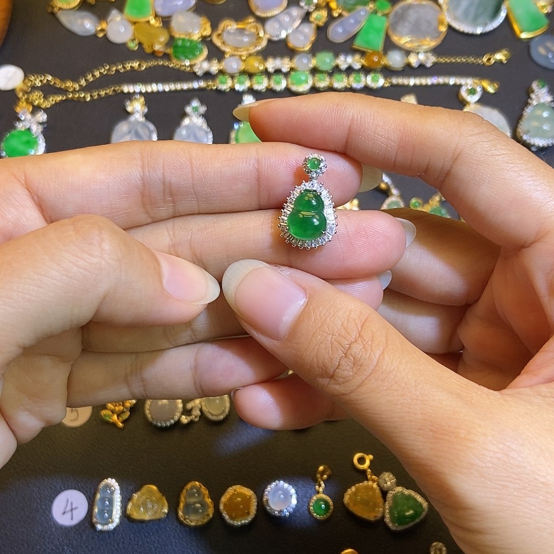 翡翠银S925镶嵌吊坠(不含链)